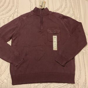 Outdoor Life Men's Burgundy Zip-Up Sweater
